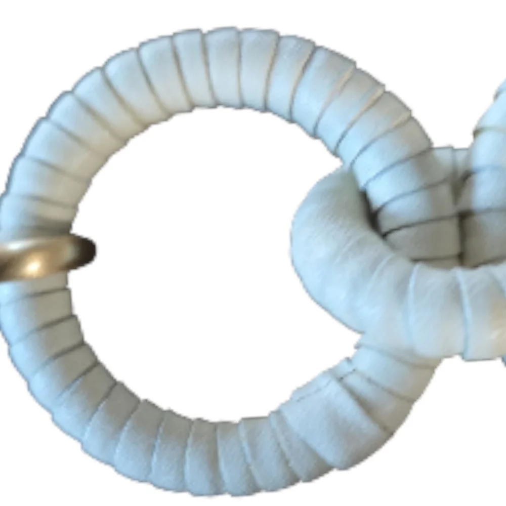 Cult Gaia Valence Oversized Choker in Winter White Leather Gold Rolo Chain - Picture 8 of 8